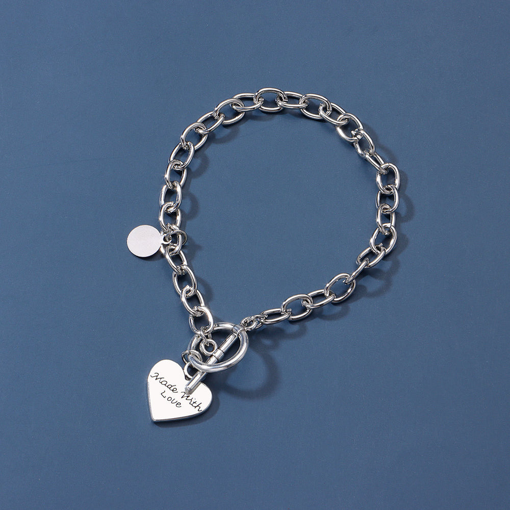 Love Bracelet Heart Shaped Chain Alloy Pendant Jewelry